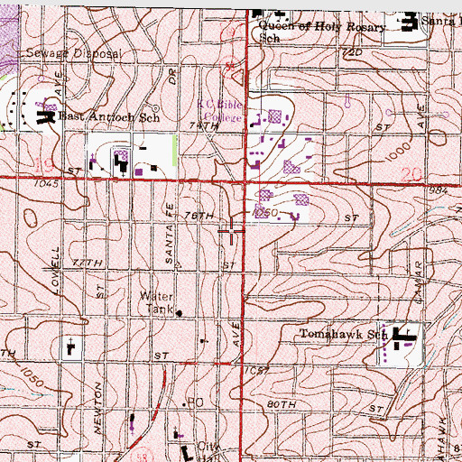 Topographic Map of All Nations International Church, KS