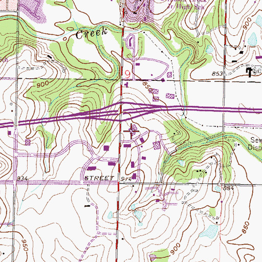 Topographic Map of Baptist Church Elm Spring, KS
