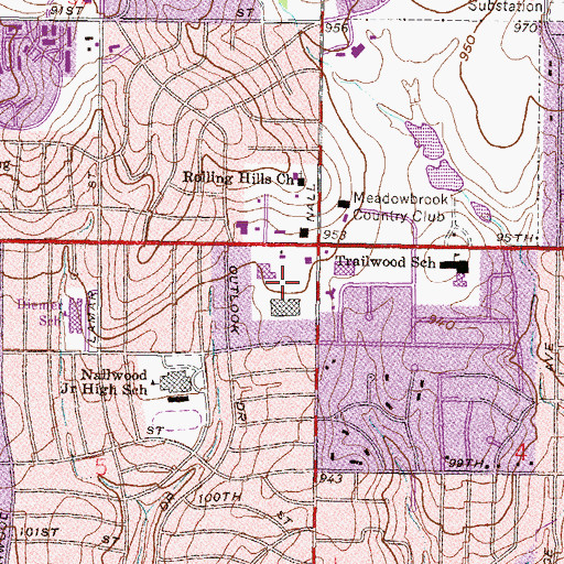 Topographic Map of Nall Hills Shopping Center, KS