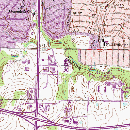 Topographic Map of Specialty Hospital of MidAmerica, KS