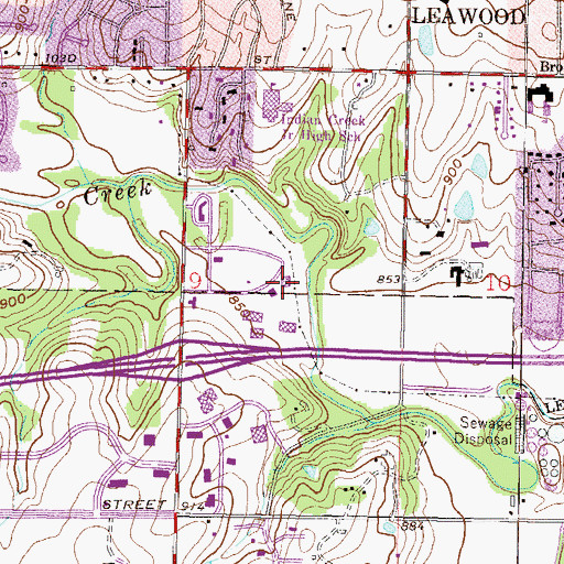 Topographic Map of Overland Park Post Office Indian Creek Branch, KS