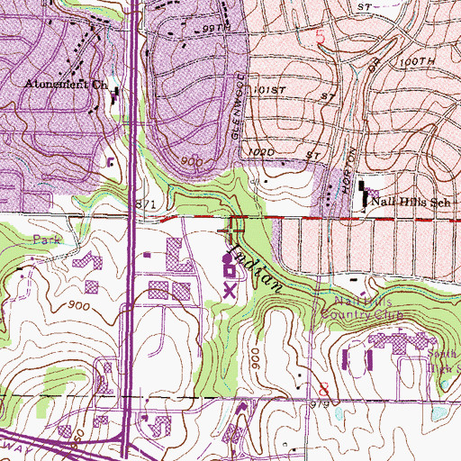 Topographic Map of Indian Creek Bike and Hike Trail, KS