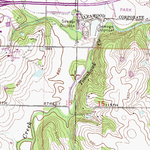 Topographic Map of Tomahawk Parkway North Pond, KS