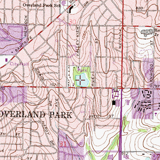 Topographic Map of Overland Park South Lake, KS