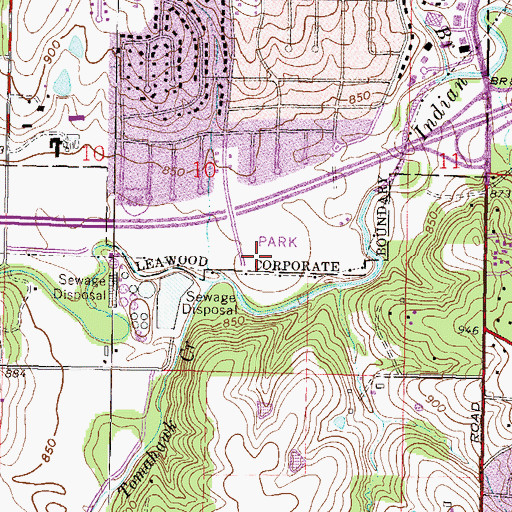 Topographic Map of Leadwood Aquatic Center, KS