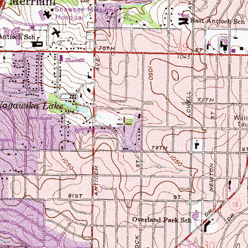 Topographic Map of Yougs Park, KS