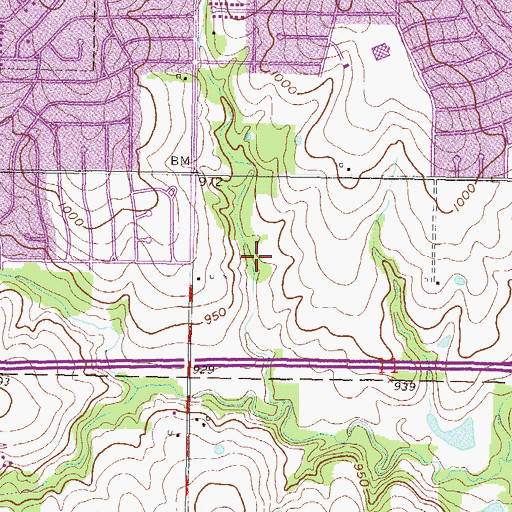 Topographic Map of Oak Park, KS