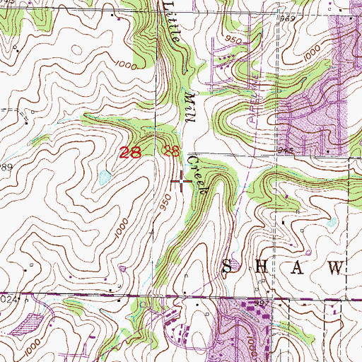Topographic Map of Oak Valley Park, KS