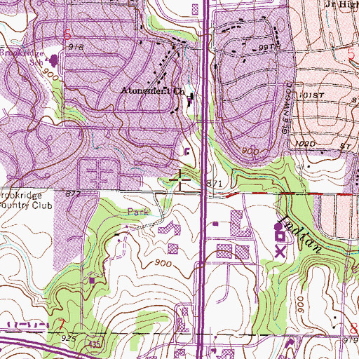 Topographic Map of Pinehurst West Park, KS