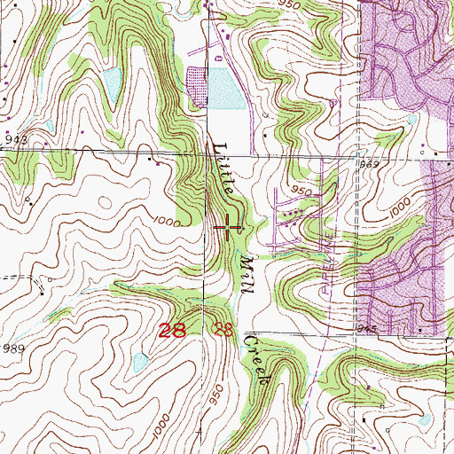 Topographic Map of Little Mill Creek North Park, KS