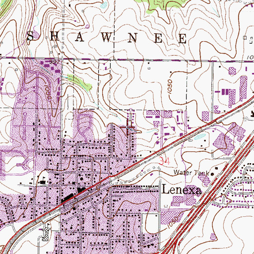 Topographic Map of Gillette Park, KS