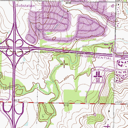 Topographic Map of Corporate Woods North Park, KS