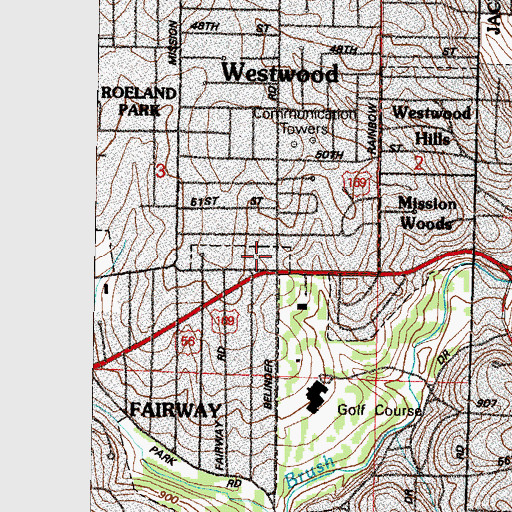 Topographic Map of Fairway City Hall, KS