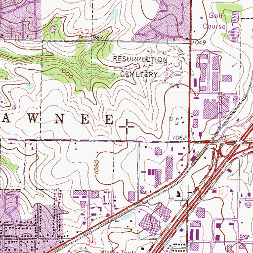 Topographic Map of Lenexa City Hall, KS