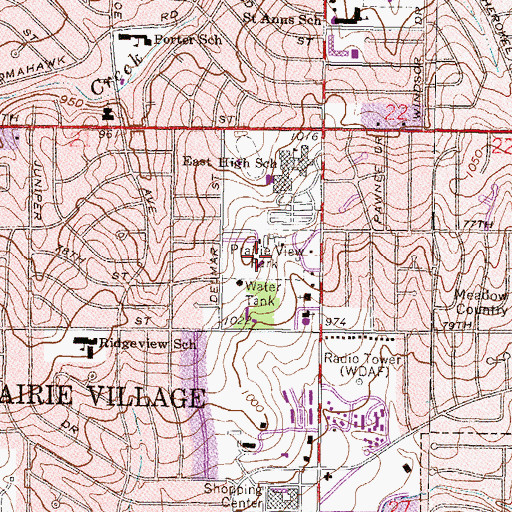 Topographic Map of Austin Harmon Park, KS