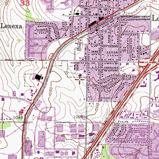 Topographic Map of Lenexa Fire Department Station 1, KS