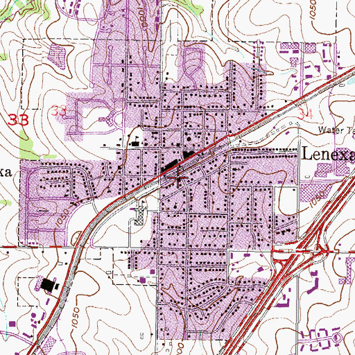 Topographic Map of Station 51 and 1105 Emergency Medical Services, KS