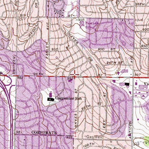 Topographic Map of Overland Park Fire Department Station 2, KS