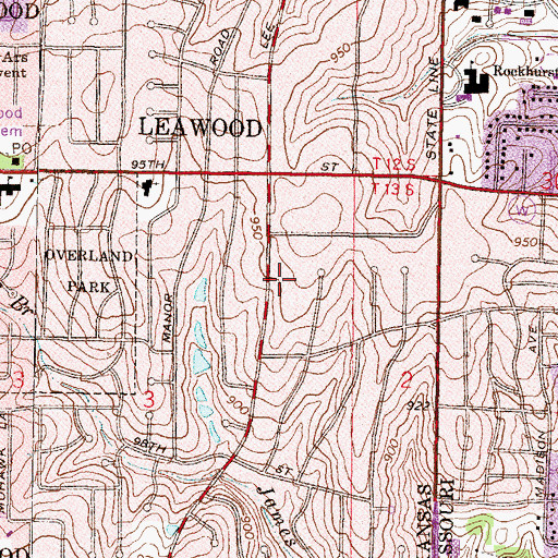 Topographic Map of Leawood Police Department, KS