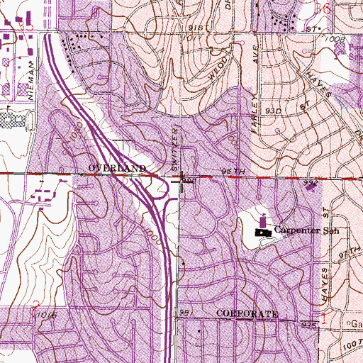 Topographic Map of Mount Olive Lutheran School, KS