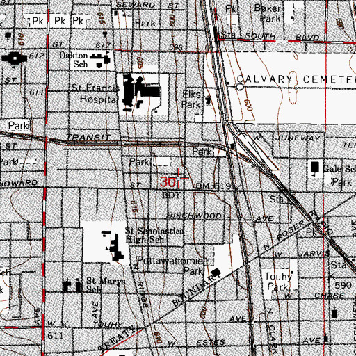 Topographic Map of Evanston Mennonite Church, IL
