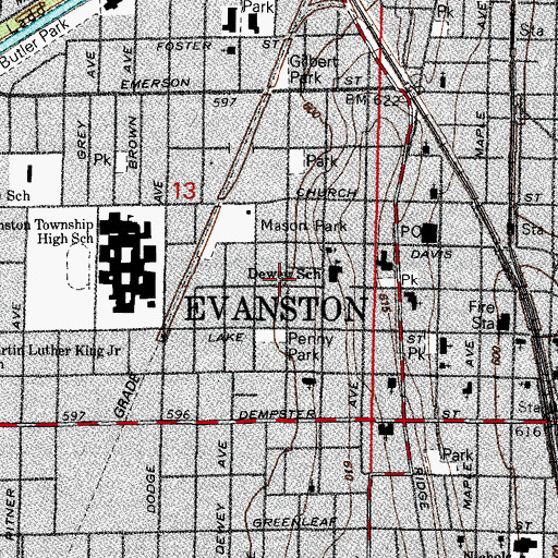 Topographic Map of Ebenezer African Methodist Episcopal Church, IL