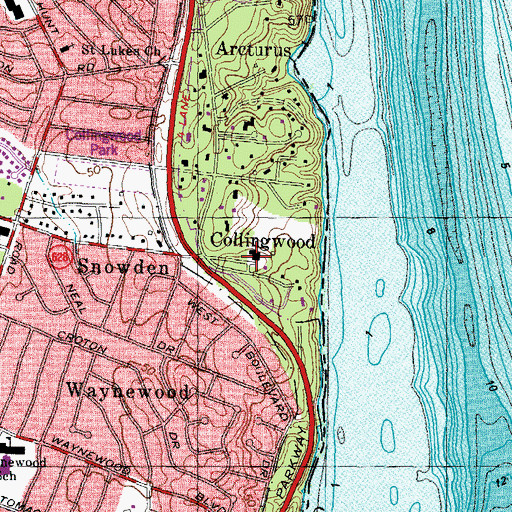 Topographic Map of Collingwood Library and Museum on Americanism, VA