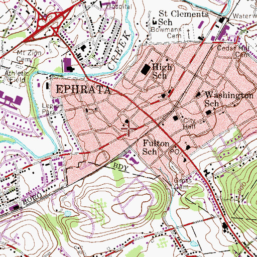 Topographic Map of Ephrata Pioneer Fire Company Station 15, PA