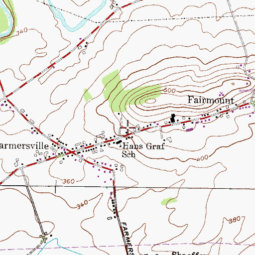 Topographic Map of Farmersville Fire Company Station 35, PA