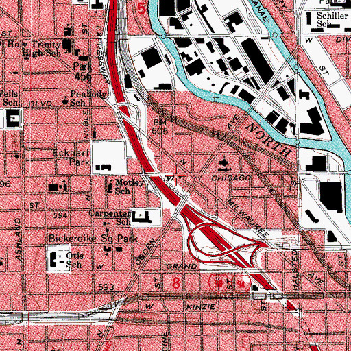Topographic Map of Chicago Engine Company 14, IL