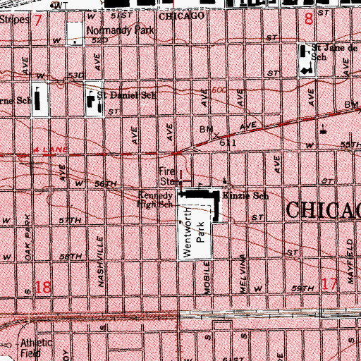 Topographic Map of Chicago Engine Company 32, IL