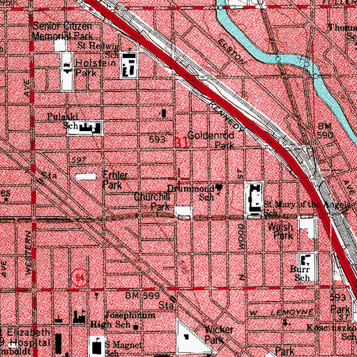 Topographic Map of Chicago Engine Company 35, IL