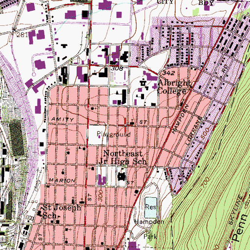 Topographic Map of Albright Court, PA
