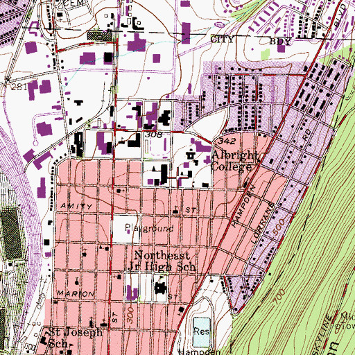 Topographic Map of Merner-Pfeiffer-Klein Memorial Chapel, PA