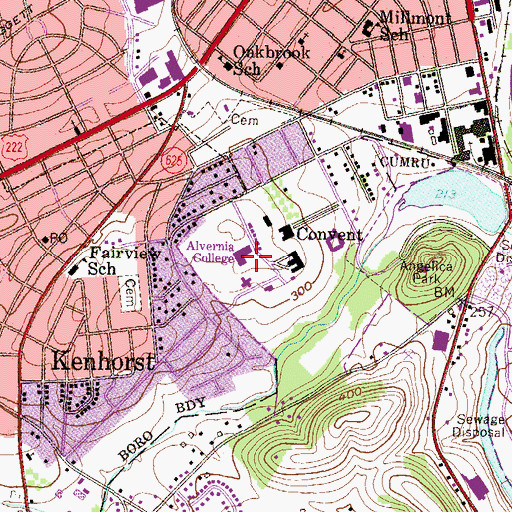 Topographic Map of Franco Library, PA