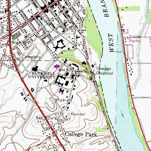 Topographic Map of Dana Engineering Building, PA