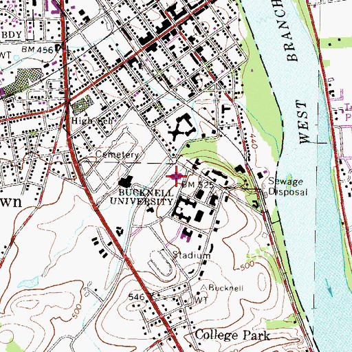 Topographic Map of Elaine Langone Center, PA