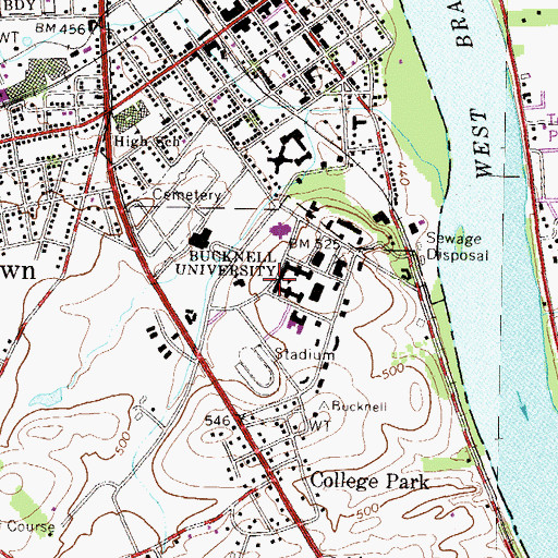 Topographic Map of Freas Hall, PA