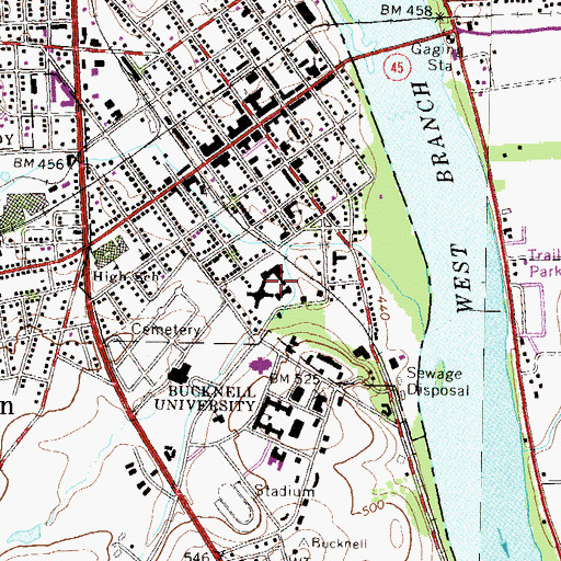 Topographic Map of John Howard Harris Hall, PA