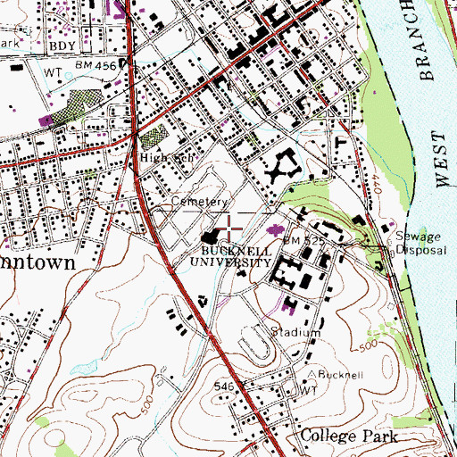 Topographic Map of Kinney Natatorium, PA