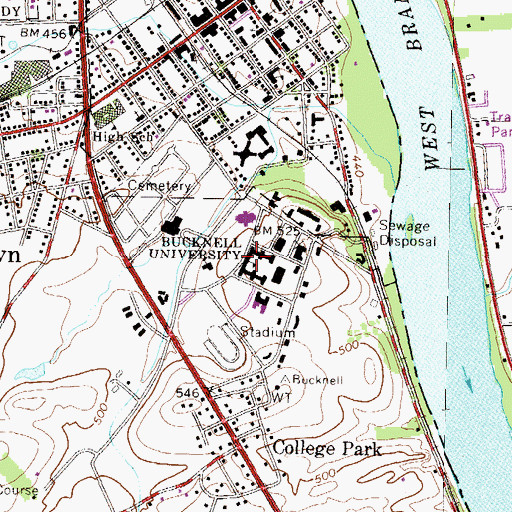 Topographic Map of Marts Hall, PA