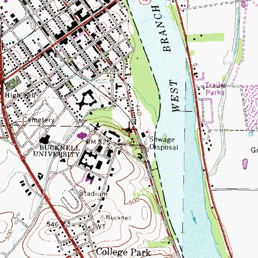 Topographic Map of Tustin Building, PA