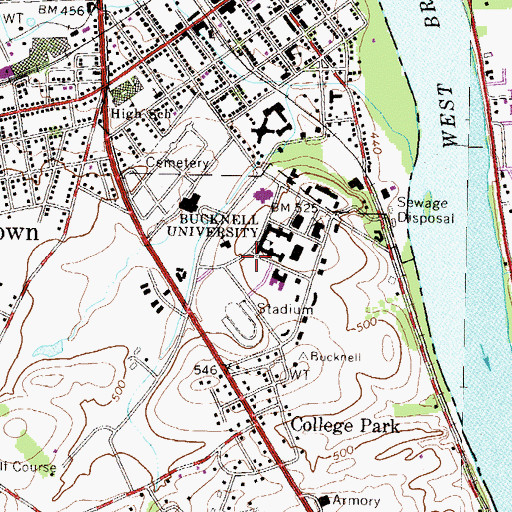 Topographic Map of Weis Music Building, PA