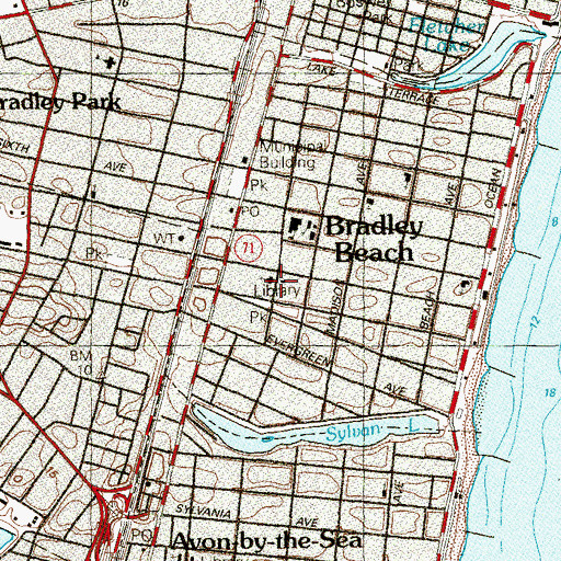 Topographic Map of Saint James Episcopal Church, NJ