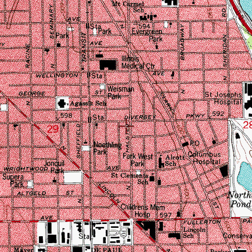 Topographic Map of Chicago Engine Company 55, IL