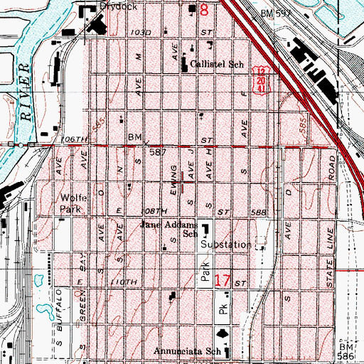 Topographic Map of Chicago Engine Company 74, IL