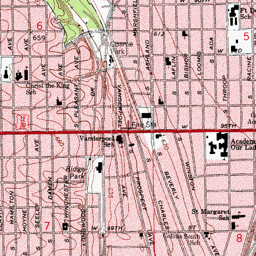 Topographic Map of Chicago Engine Company 121, IL