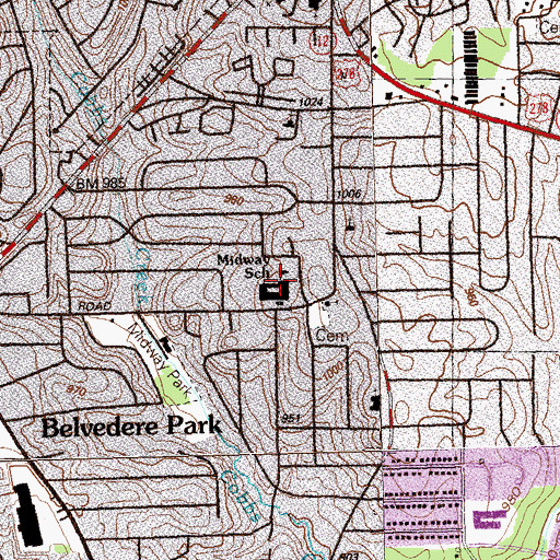 Topographic Map of Midway Elementary School, GA