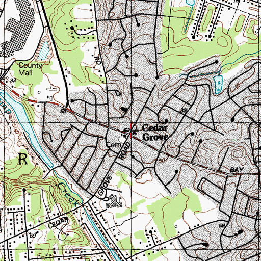 Topographic Map of Cedar Grove Methodist Church, NJ