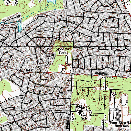 Topographic Map of East Dover Baptist Church, NJ
